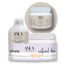Anea Techline Natural Hydration Stop Frizz Pack Champú y Mascarilla Hidratantes Para Cabello Seco o Dañado 450ml + 450ml