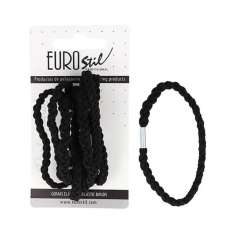 Eurostil Gomas de Pelo Elásticas y Trenzadas Color Negro 8uds