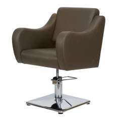 Frida Sillón de Peluquería Hidráulico con Base Cromada Marrón
