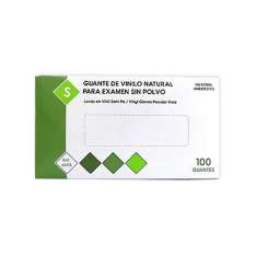 Guante de vinilo natural para examen sin polvo color transparente 100uds
