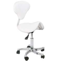 Taburete Vena con Ruedas y Respaldo Color Blanco